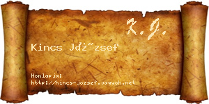 Kincs József névjegykártya